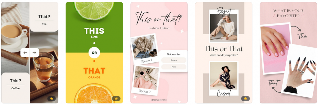 examples of this or that style posts made in Canva to boost engagement on Instagram for hairstylists